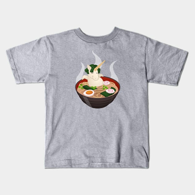 Ramen Bath Sushicorn Kids T-Shirt by LittleWhiteOwl